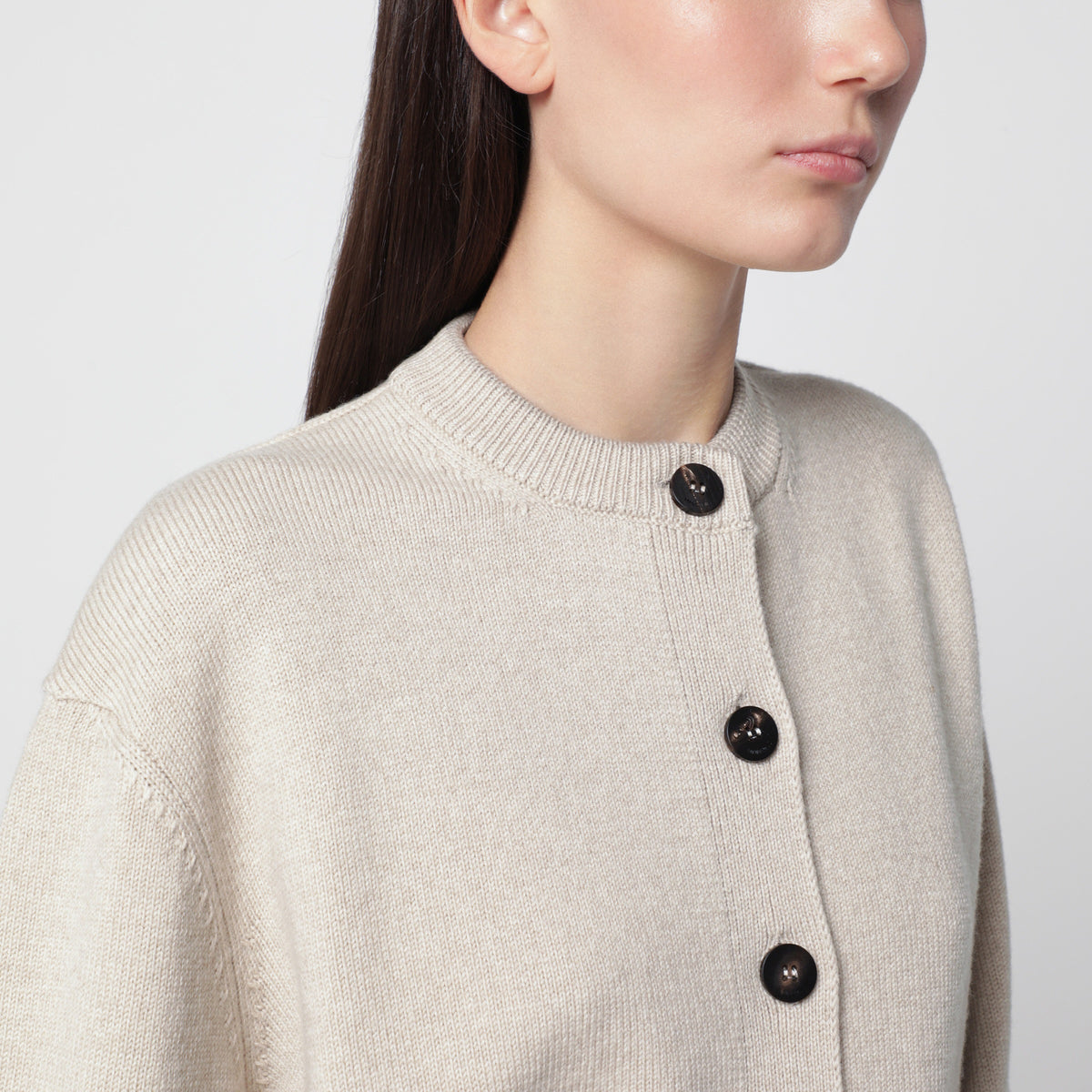 Moulin hellbeige Strickjacke aus Merinowolle