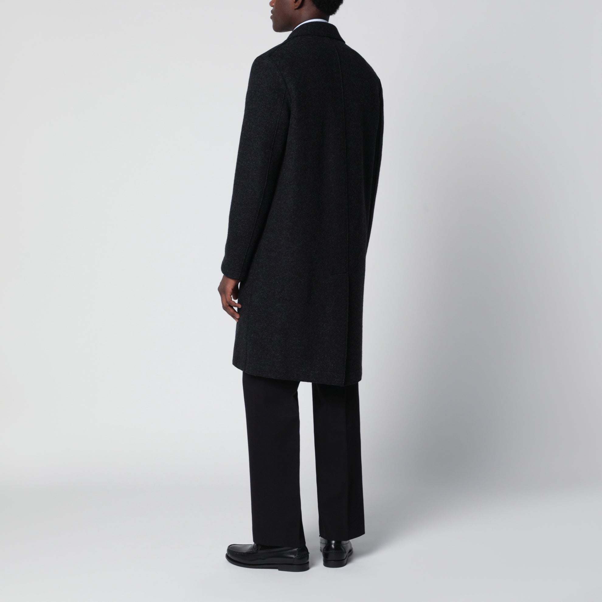 Anthracite grey single-breasted wool coat