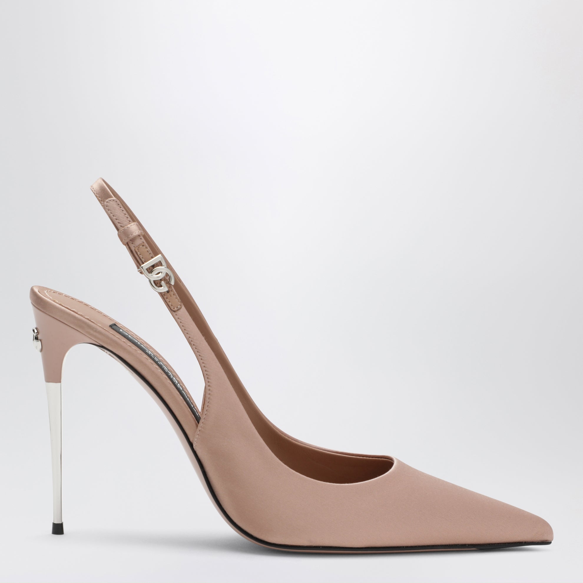 Beige satin slingback with DG logo