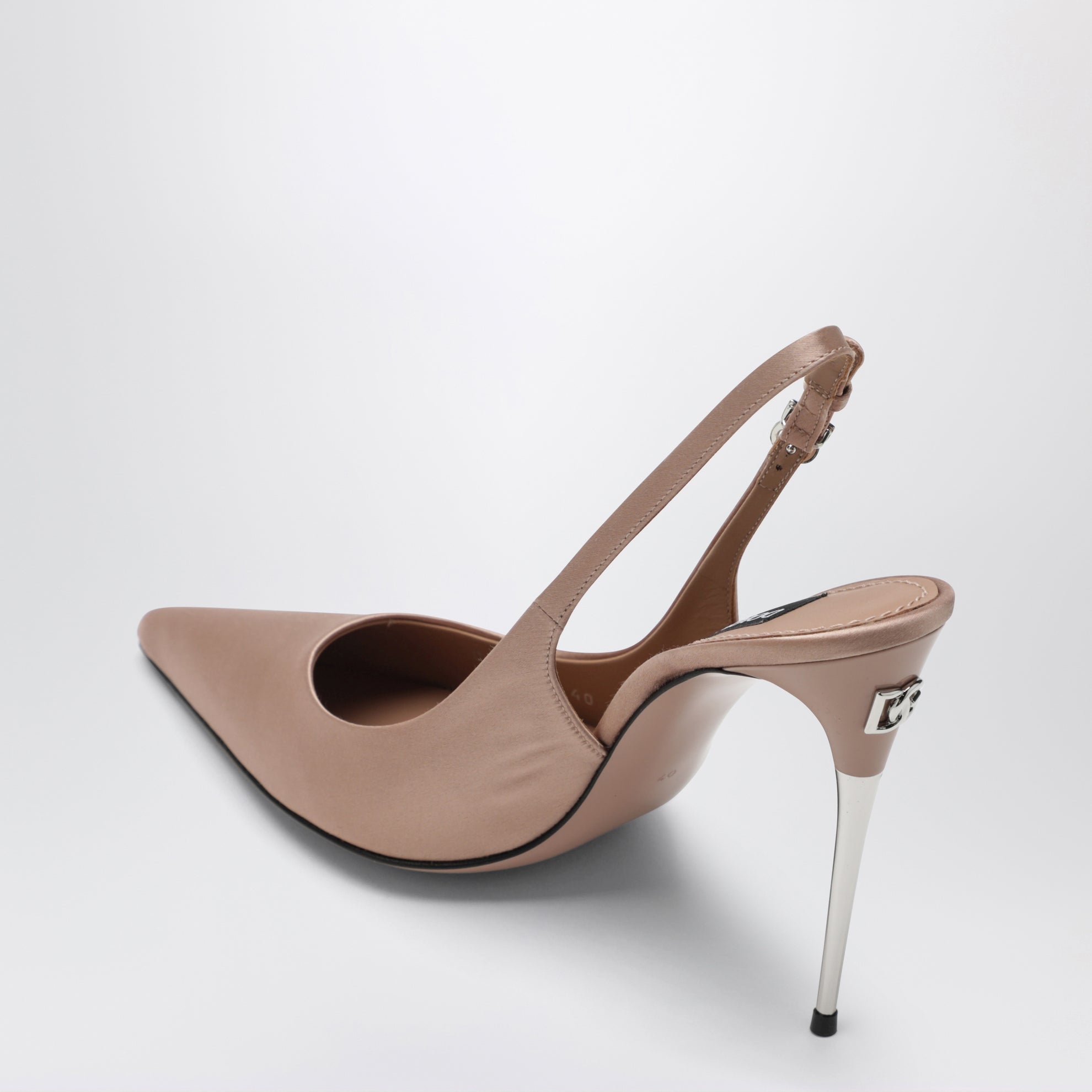 Beige satin slingback with DG logo