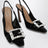 Slingback in velluto con fibbia gioiello nera