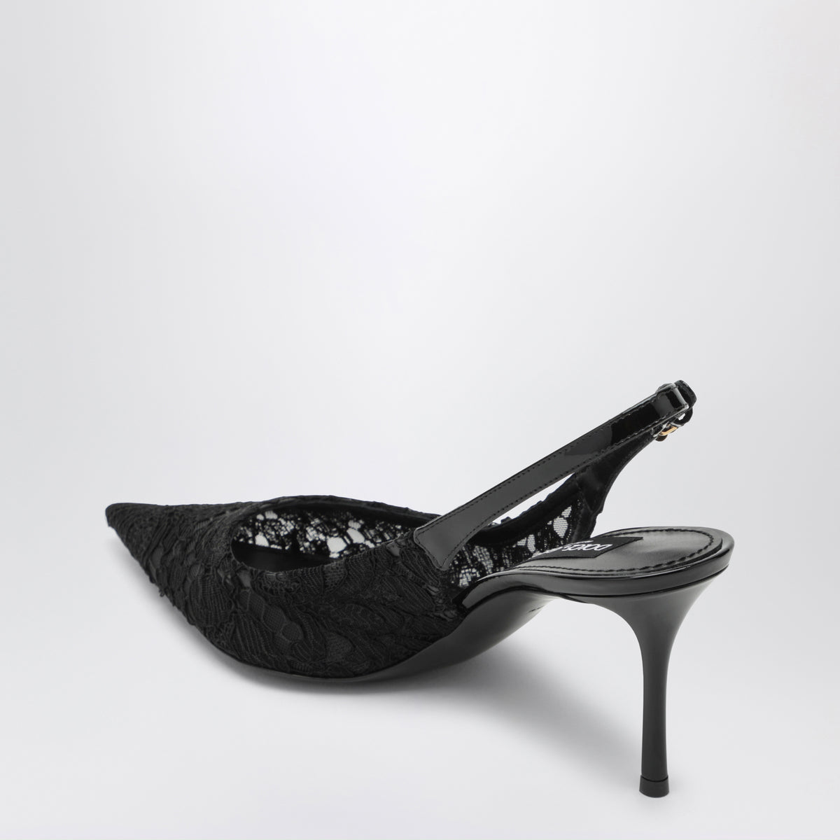 Slingback nere in pizzo e vernice