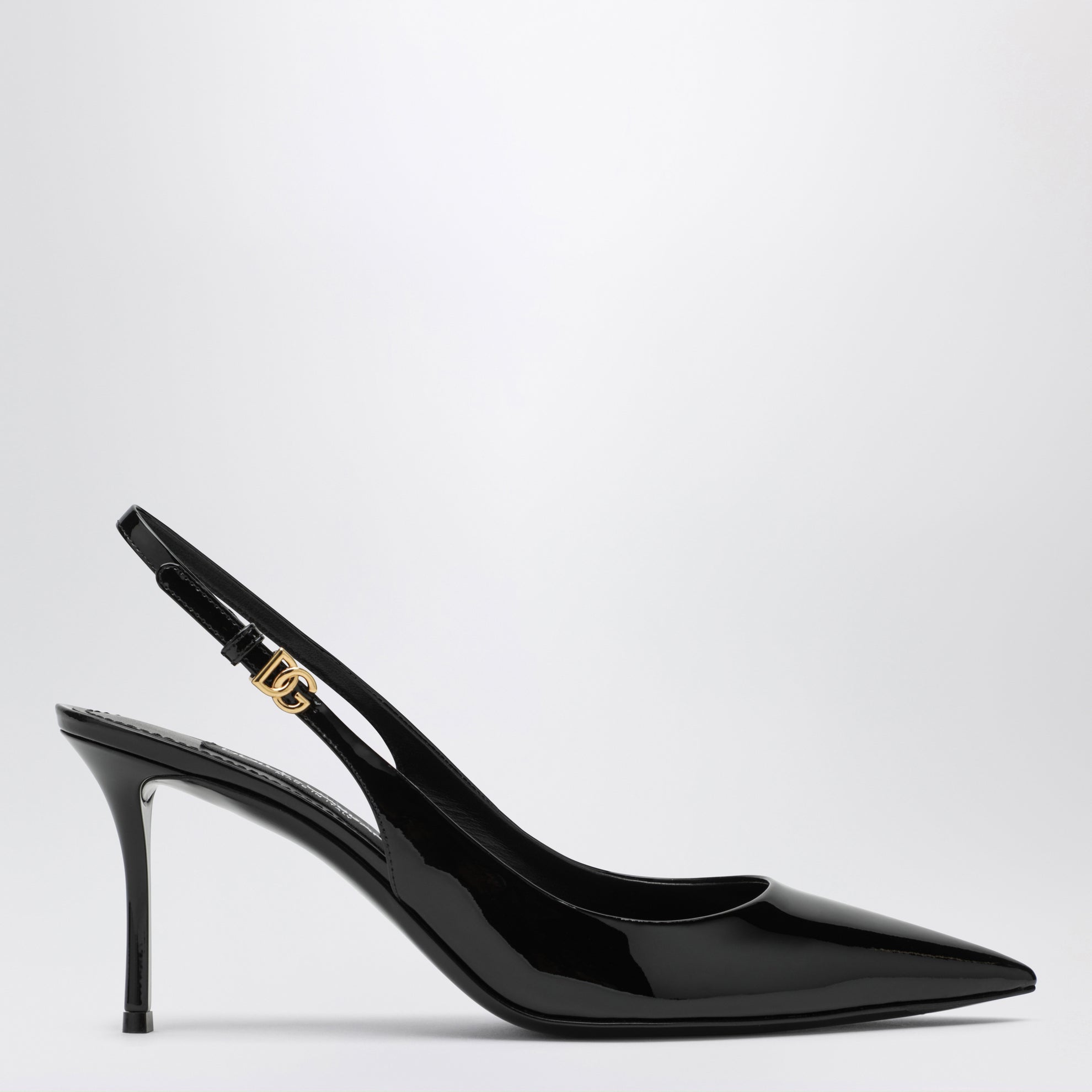 Black patent leather slingback