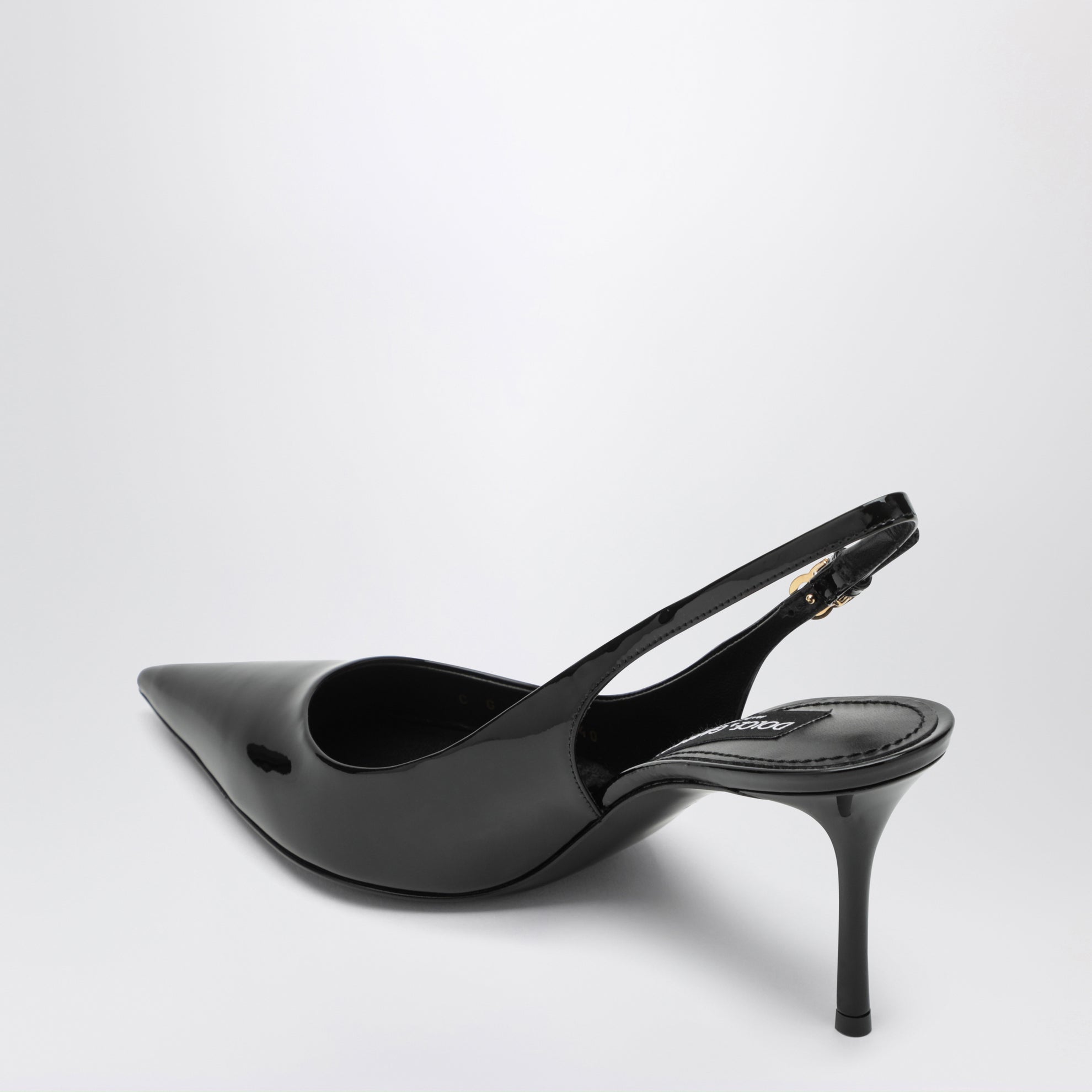Black patent leather slingback