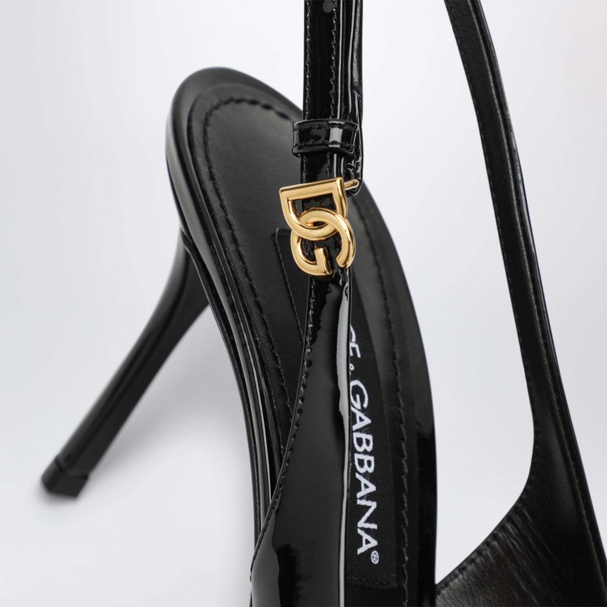 Black patent leather slingback