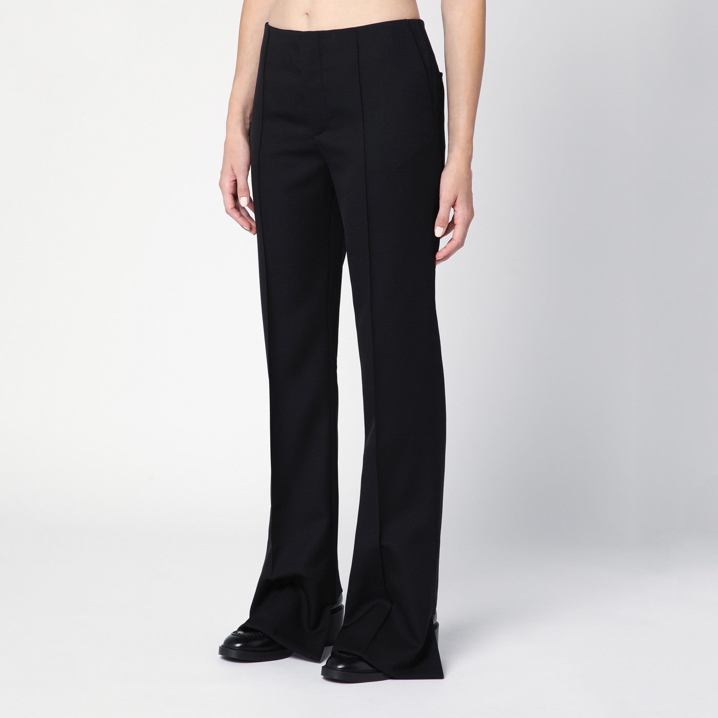 Black asymmetrical wool trousers