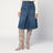 Knee-length skirt in washed blue denim