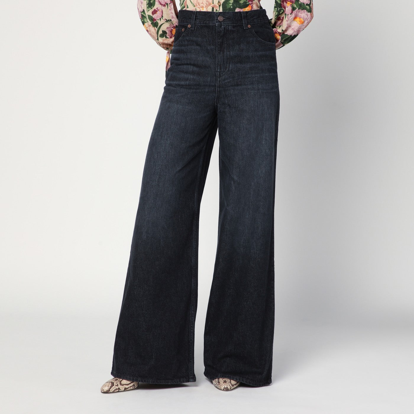 Jeans ampio nero slavato