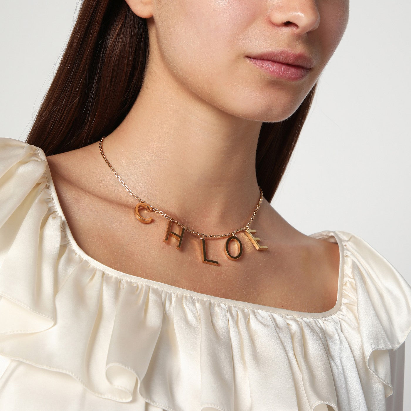 Chloé Letters necklace in Vintage Gold brass