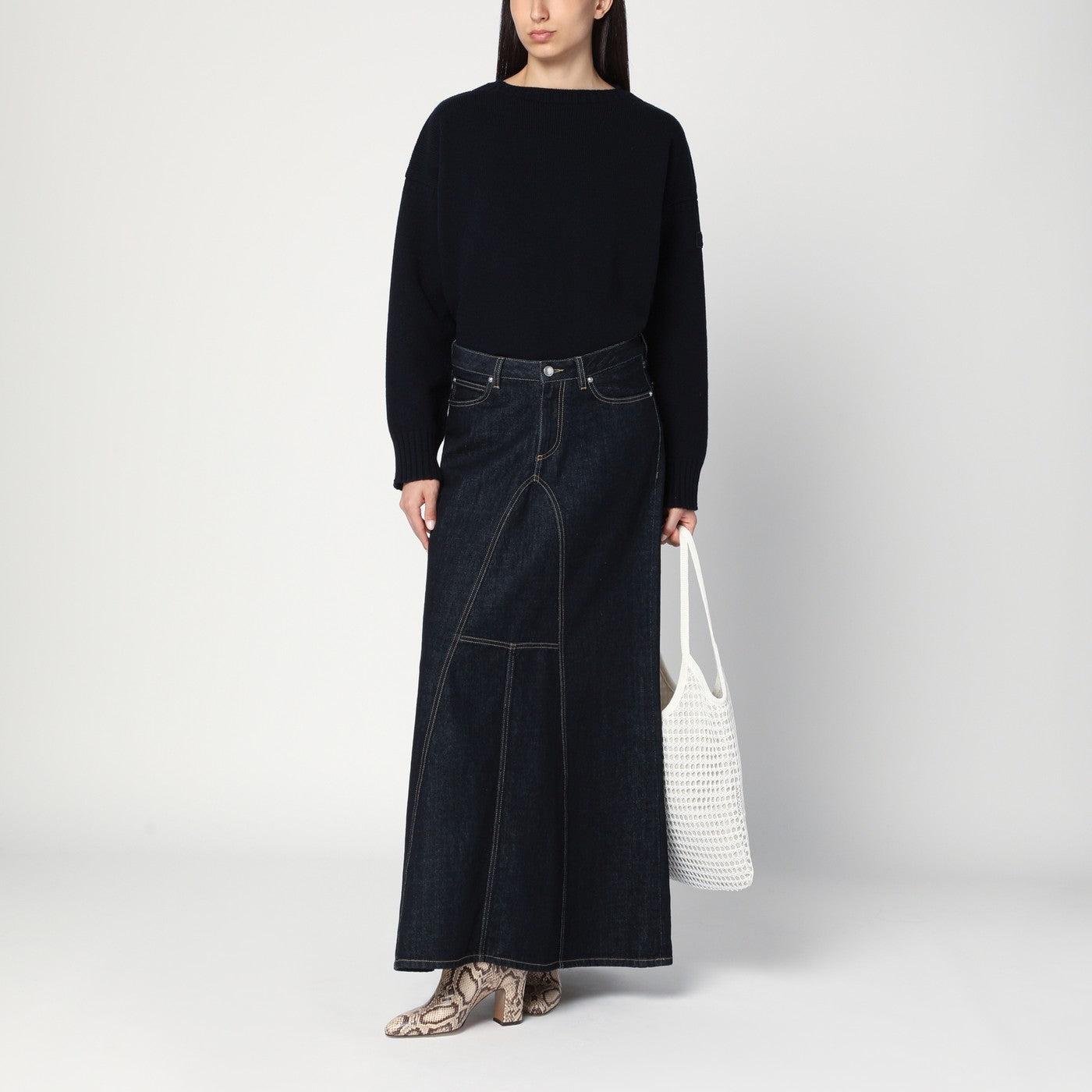 Navy blue sweater in wool and cashmere