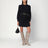 Black ruffled dress in silk blend
