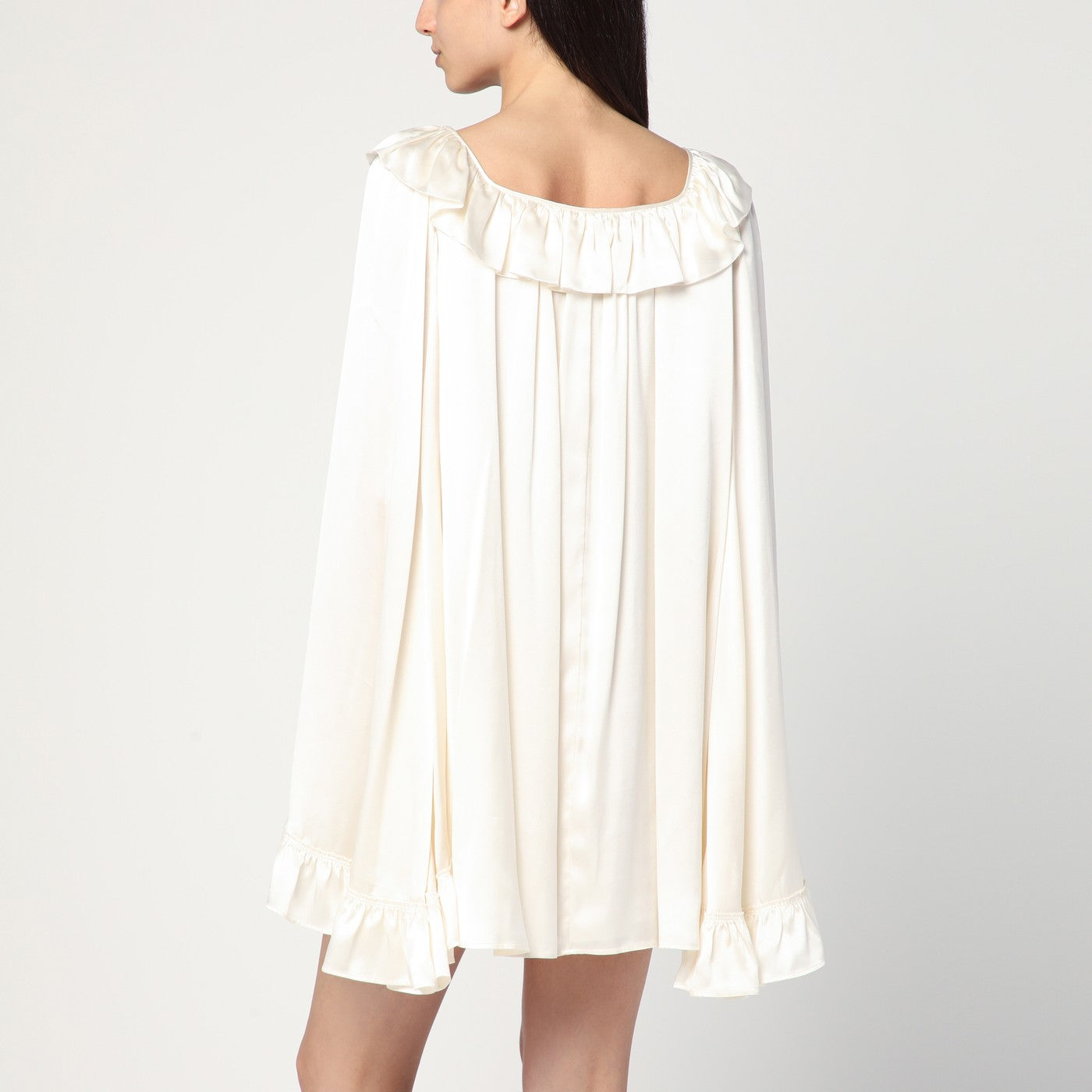 Milky white mini dress in silk