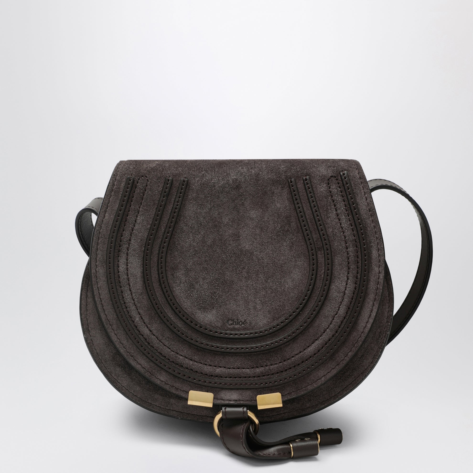 Saddle Marcie bag in Kohl Brown suede