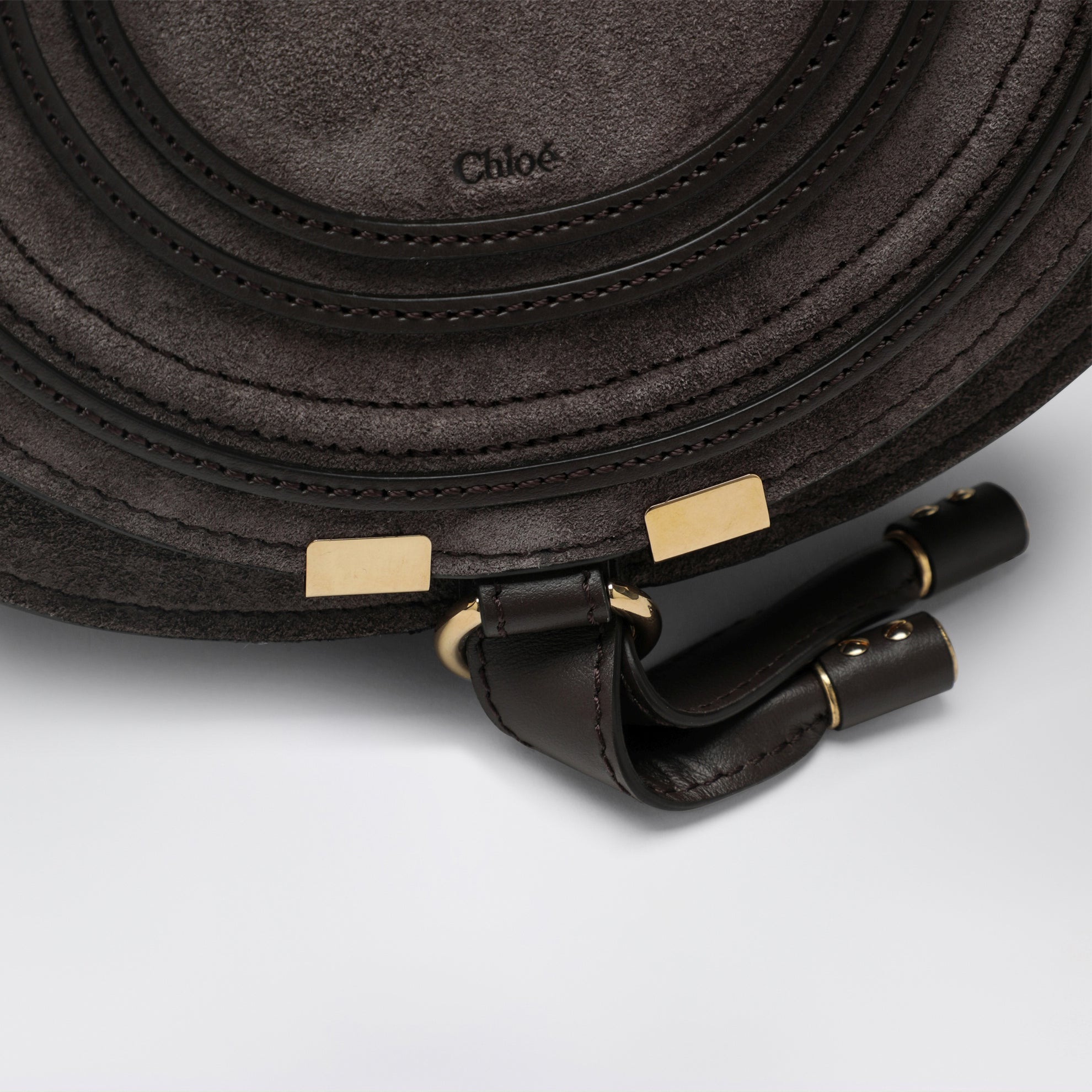 Saddle Marcie bag in Kohl Brown suede