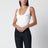 White ribbed tank top with logo embroidery