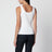 White ribbed tank top with logo embroidery