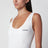 White ribbed tank top with logo embroidery