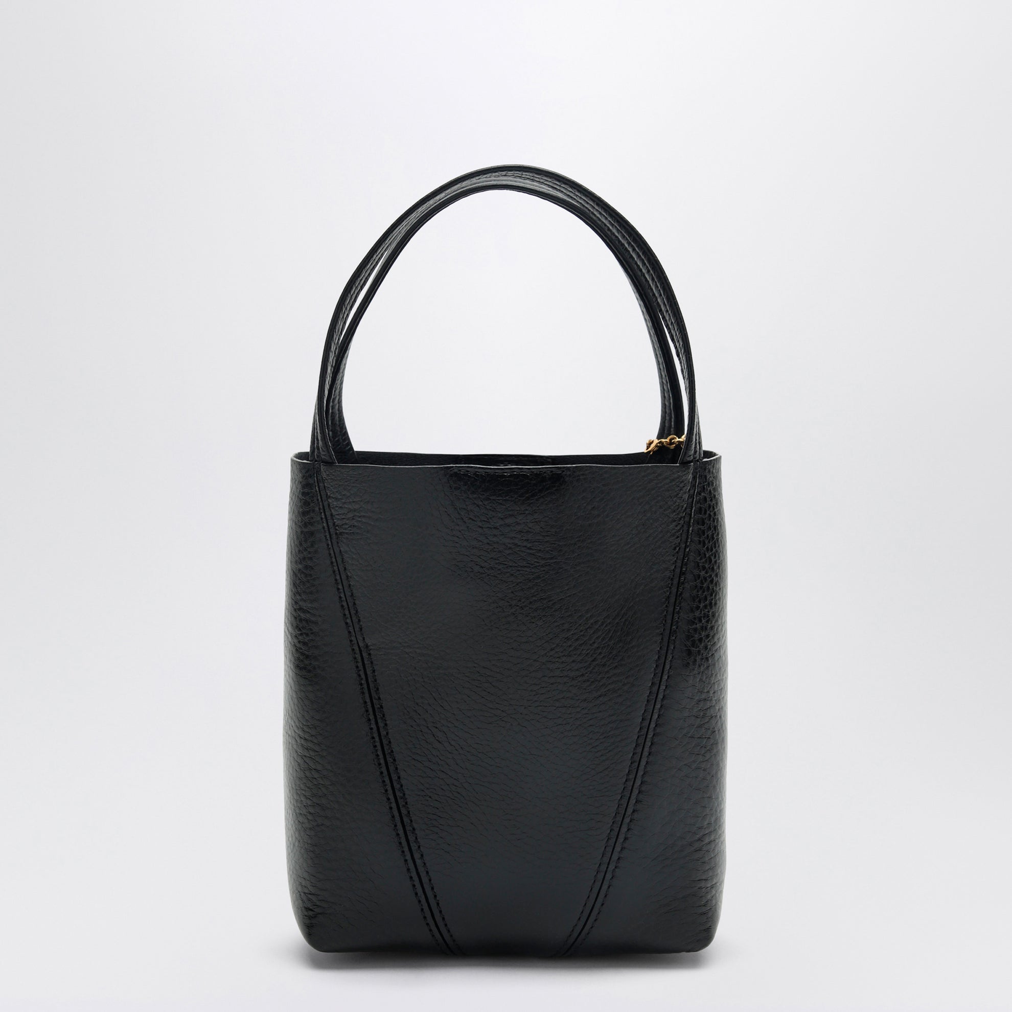 Small Spin black leather tote bag