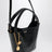 Small Spin black leather tote bag