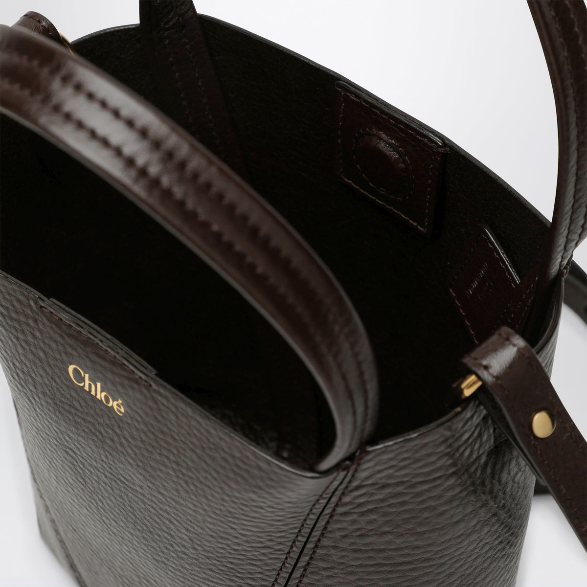 Kleine dunkelbraune Chloé Spin Tote Bag