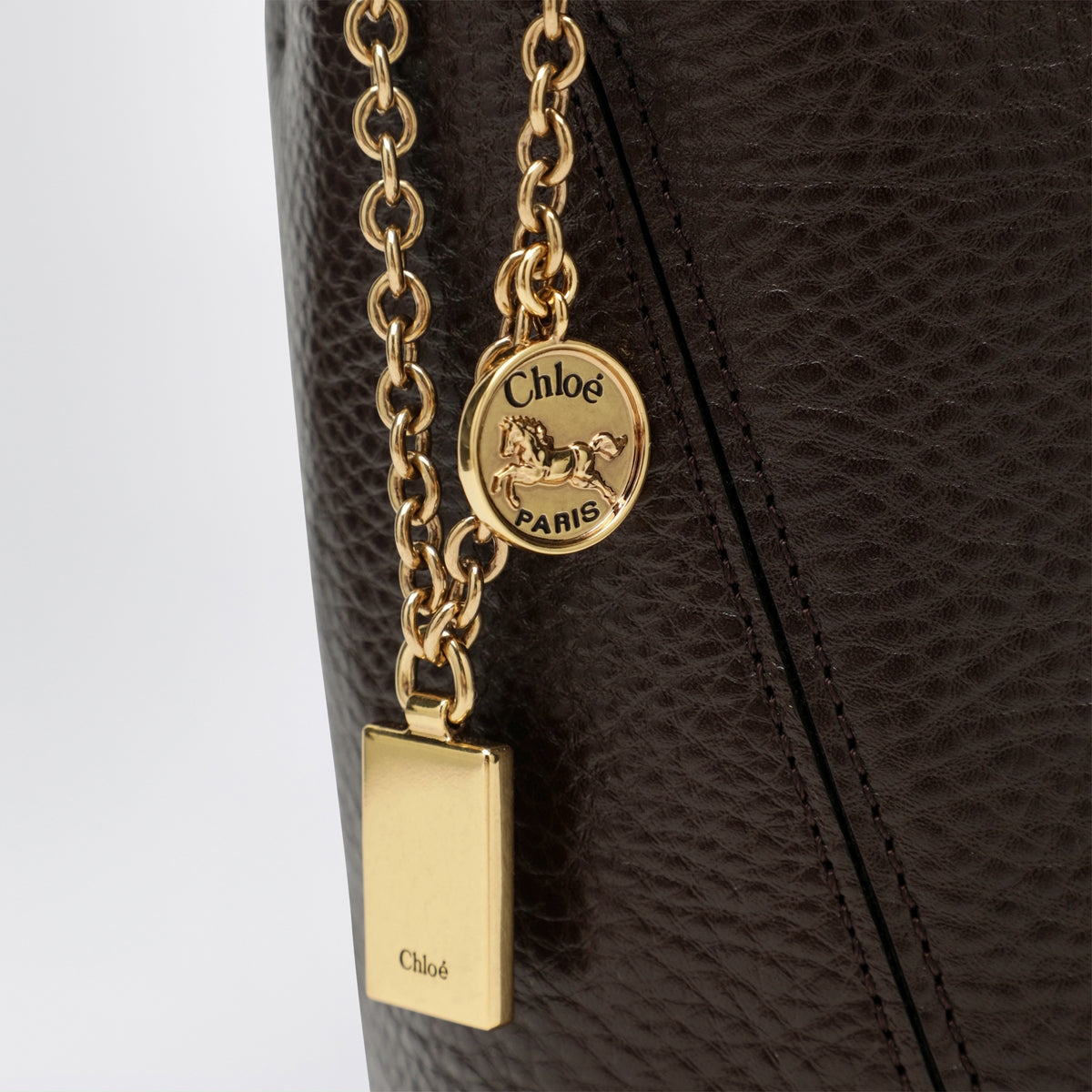 Kleine dunkelbraune Chloé Spin Tote Bag