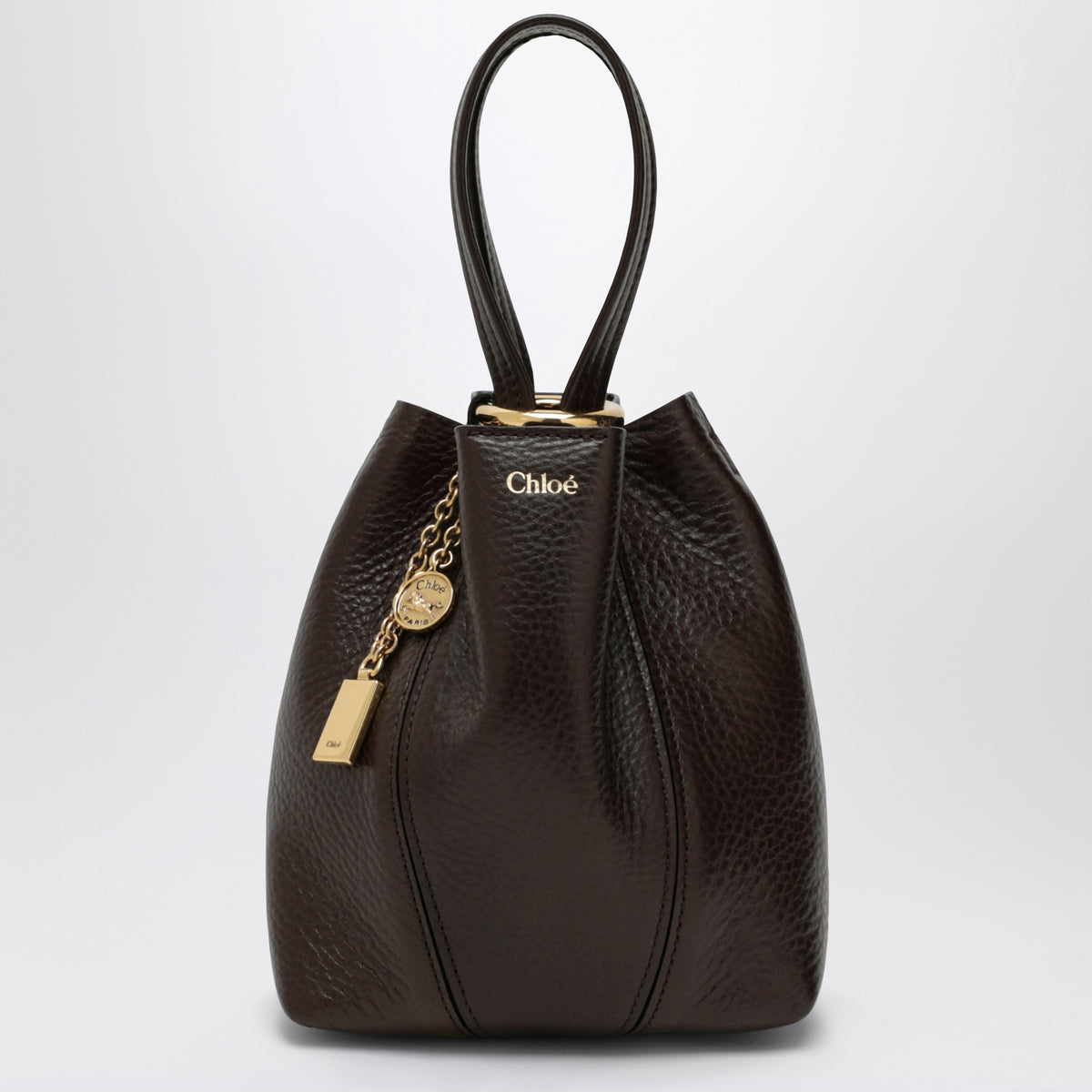 Kleine dunkelbraune Chloé Spin Tote Bag