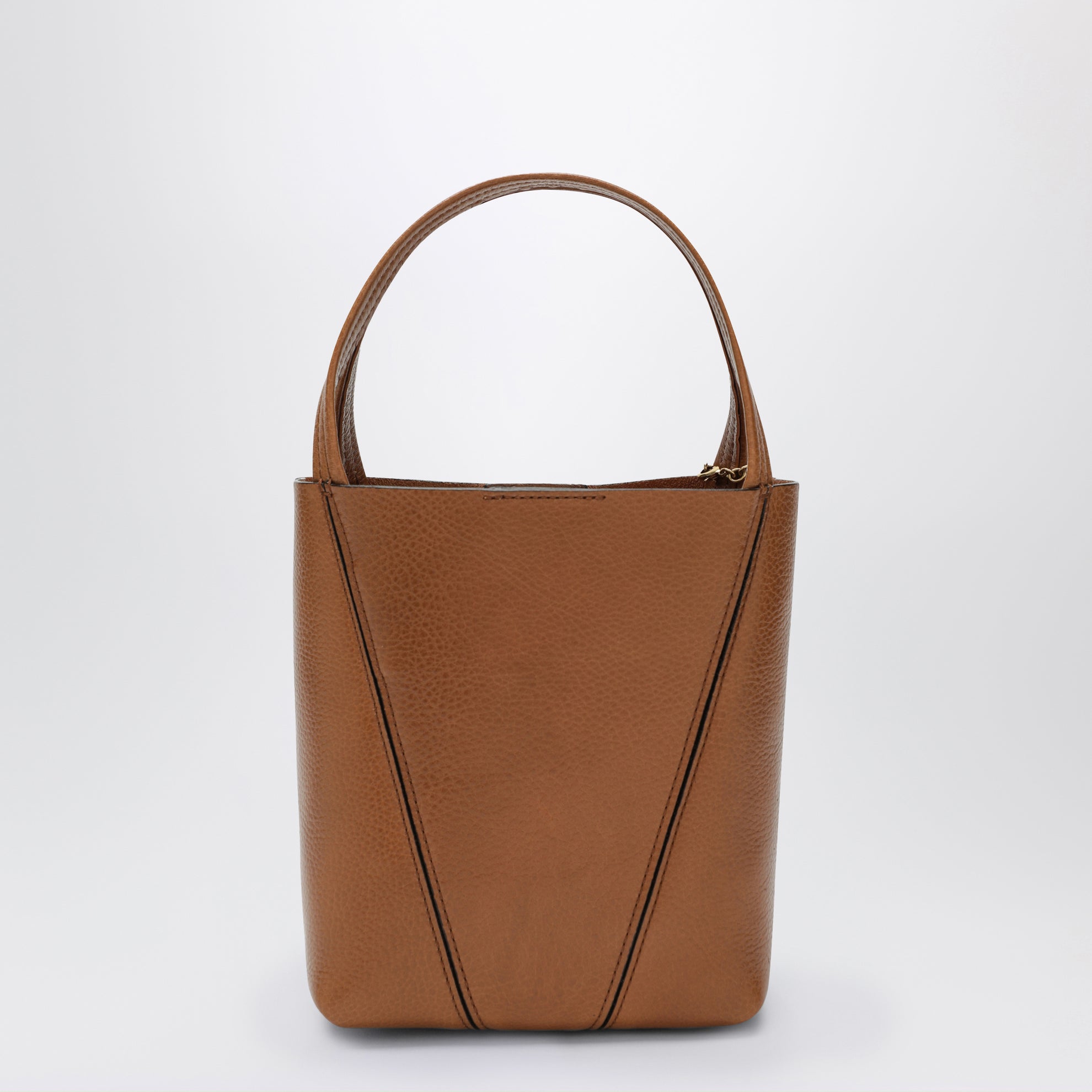 Small Spin brown leather tote bag