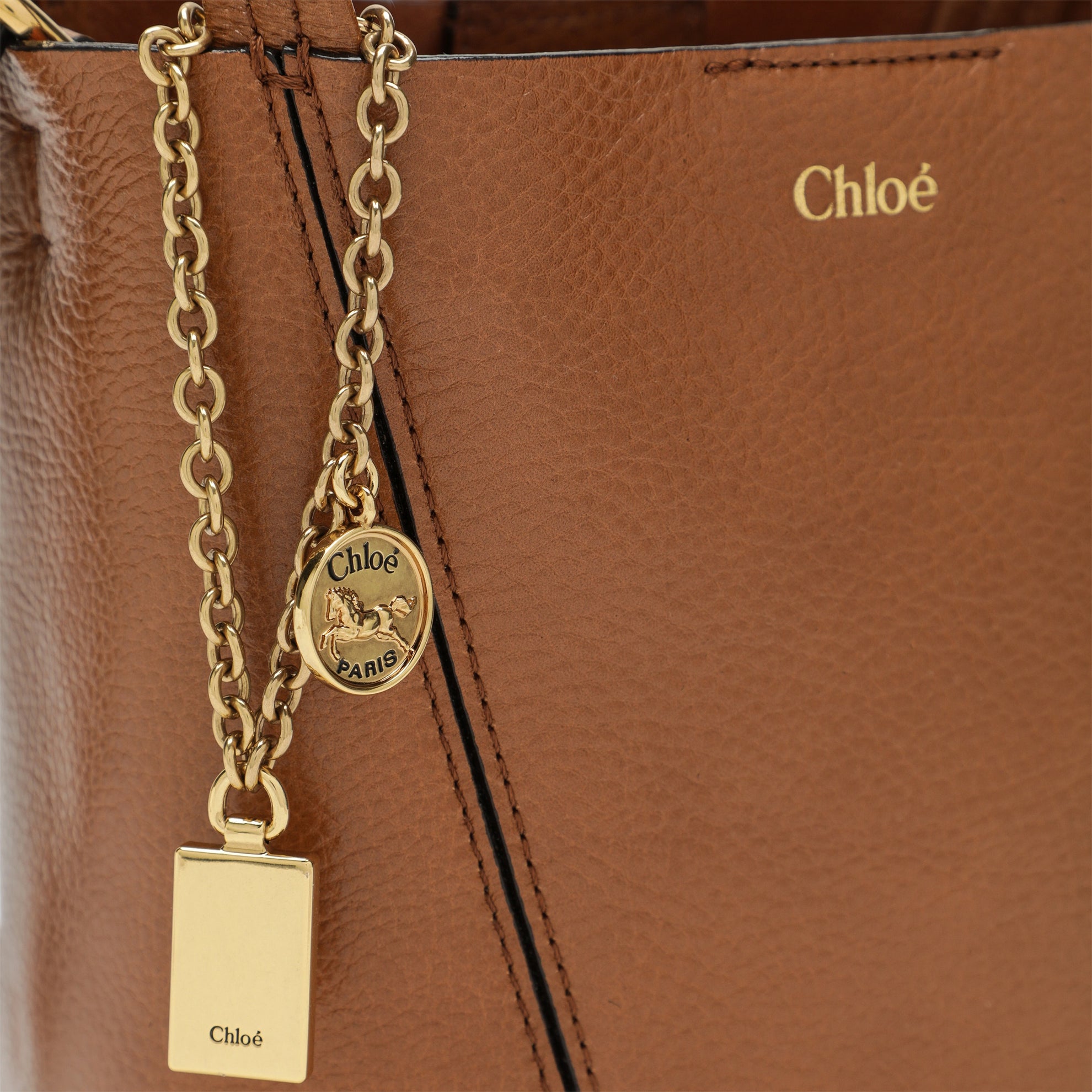 Small Spin brown leather tote bag