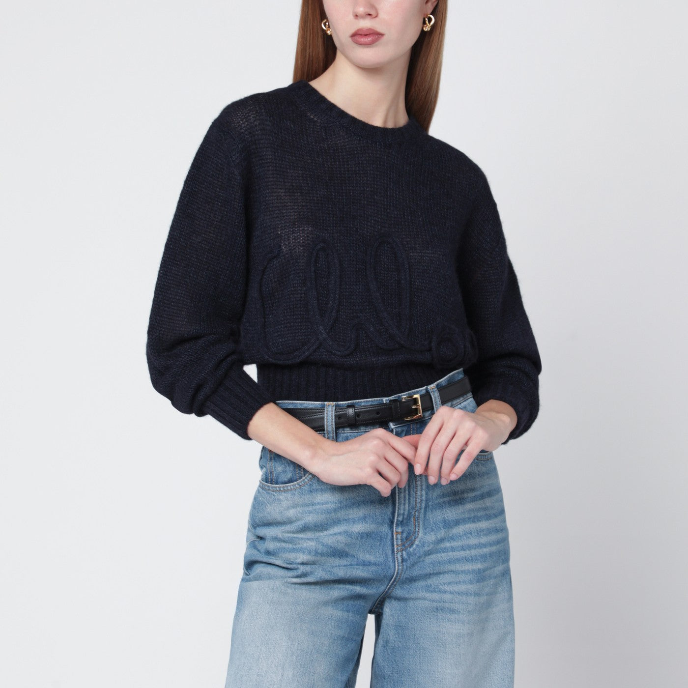 Navyblauer Alpaka-Mischpullover