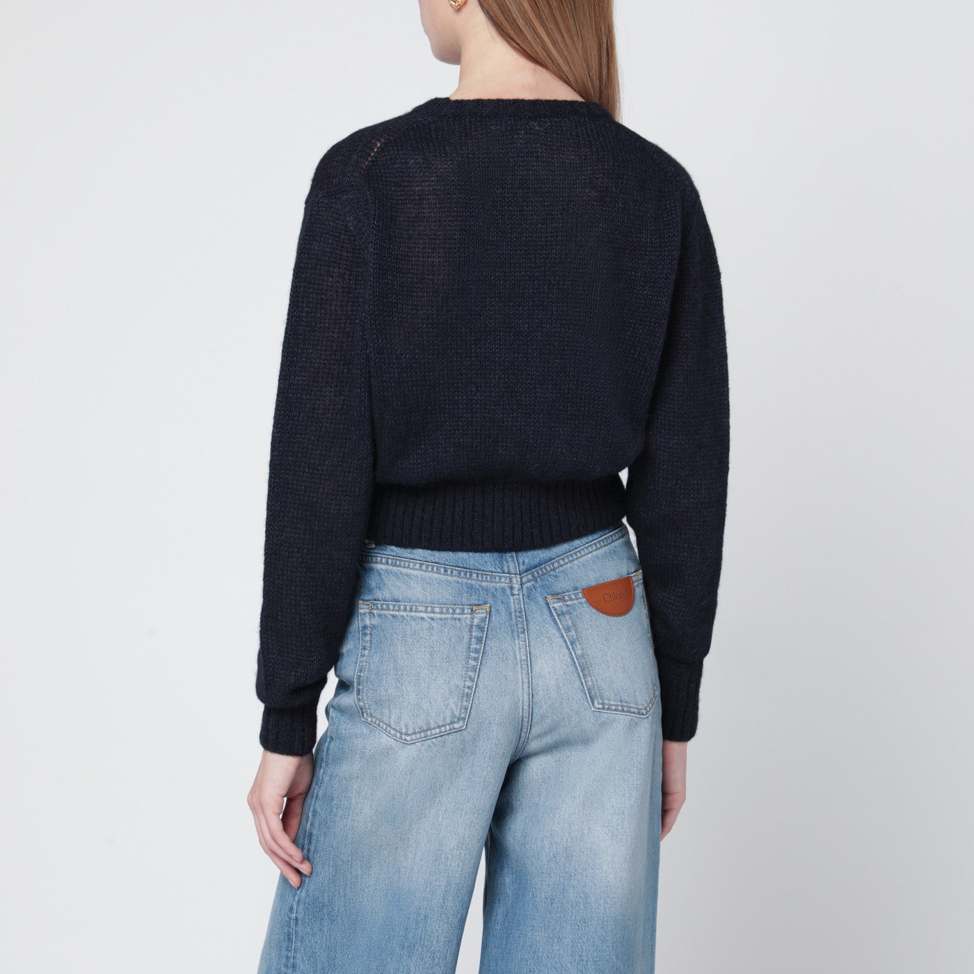 Navyblauer Alpaka-Mischpullover