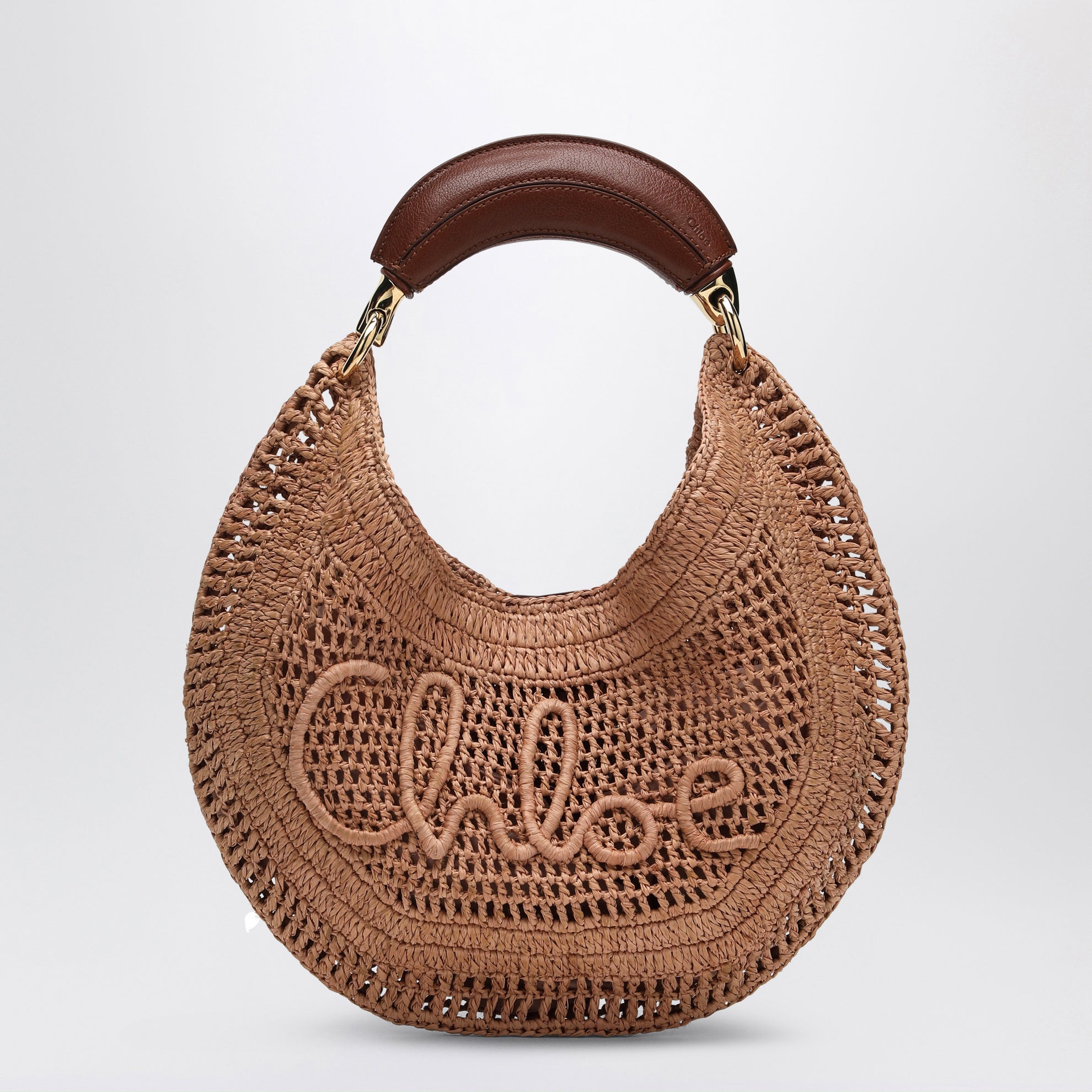 Borsa Hobo Summer Banana in rafia beige