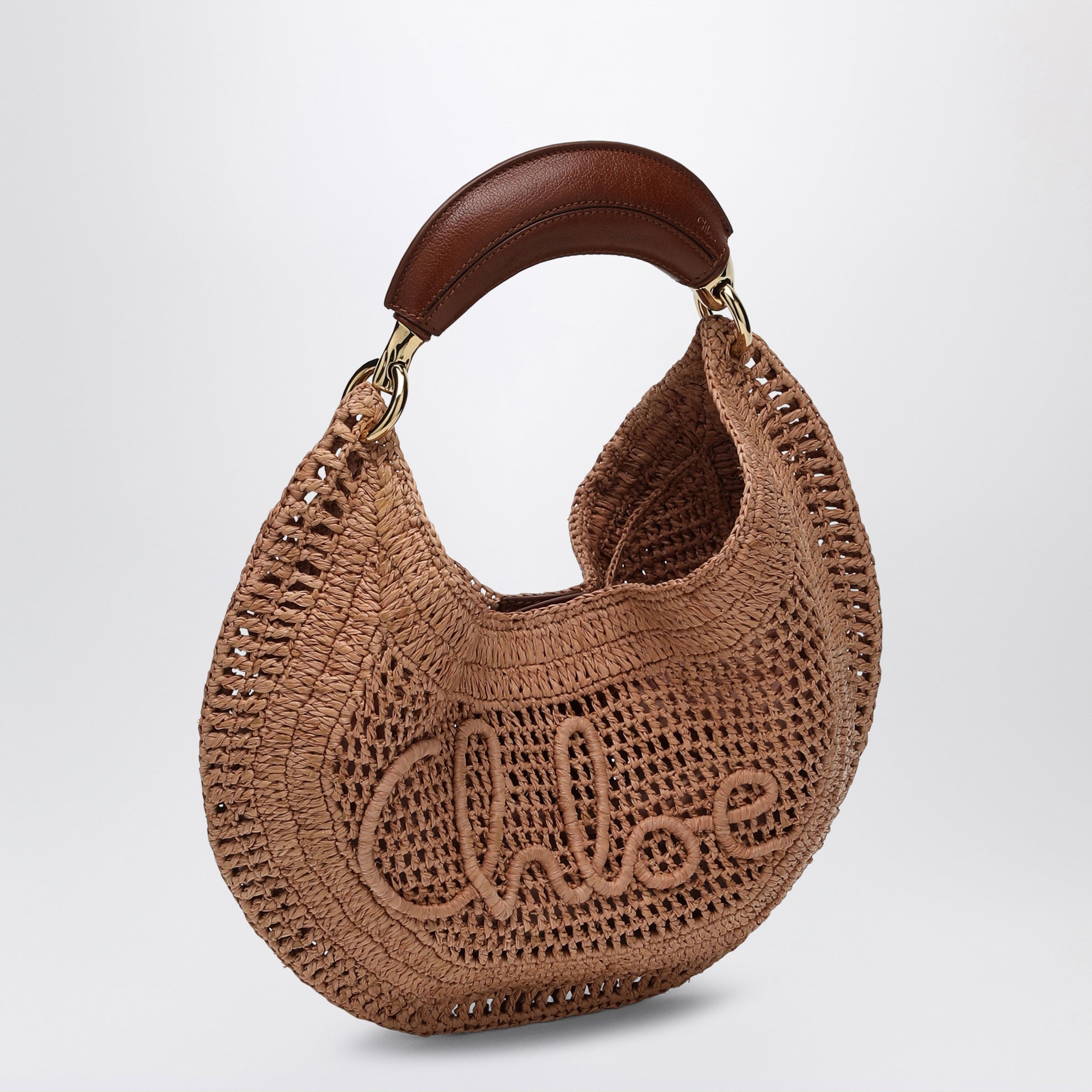 Borsa Hobo Summer Banana in rafia beige