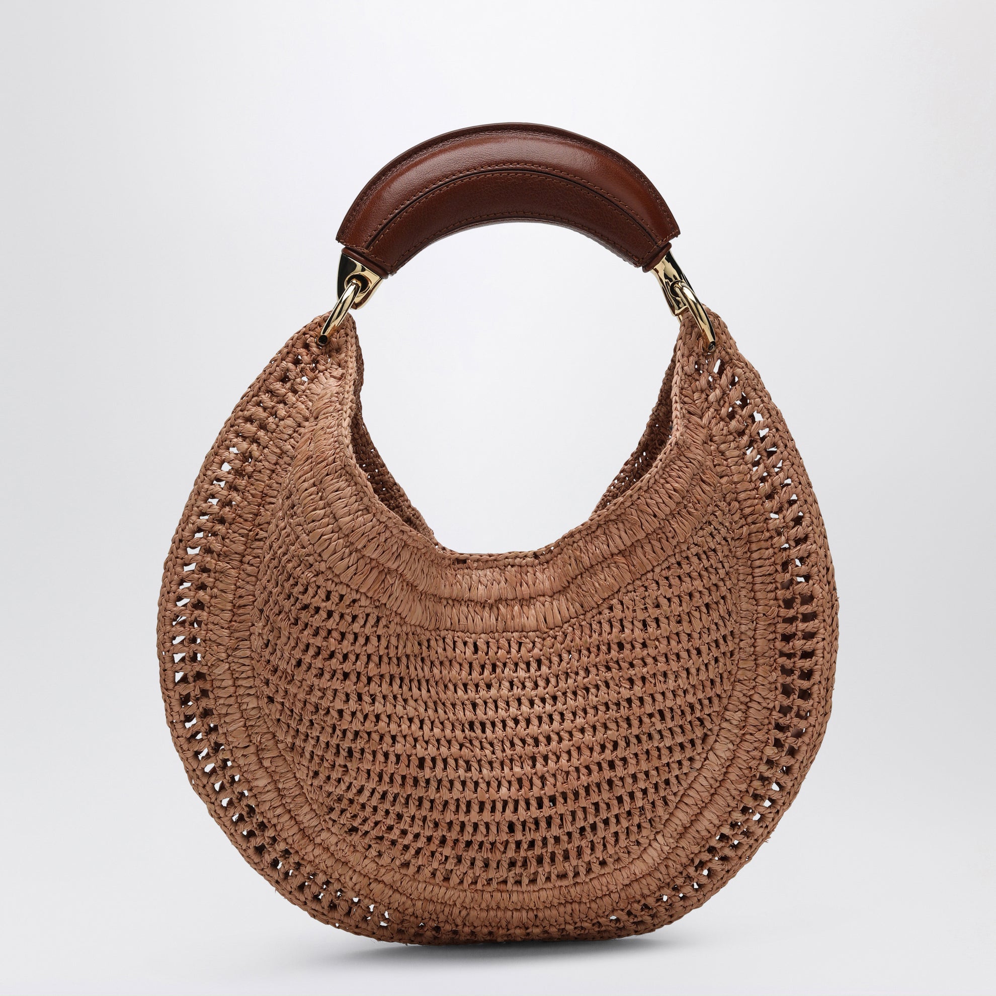 Borsa Hobo Summer Banana in rafia beige