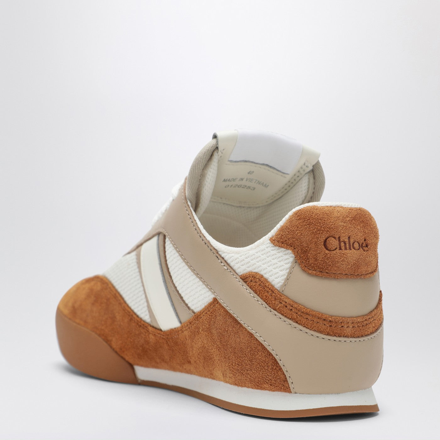 Baskets Chloé Kick marron et blanches en mesh et cuir