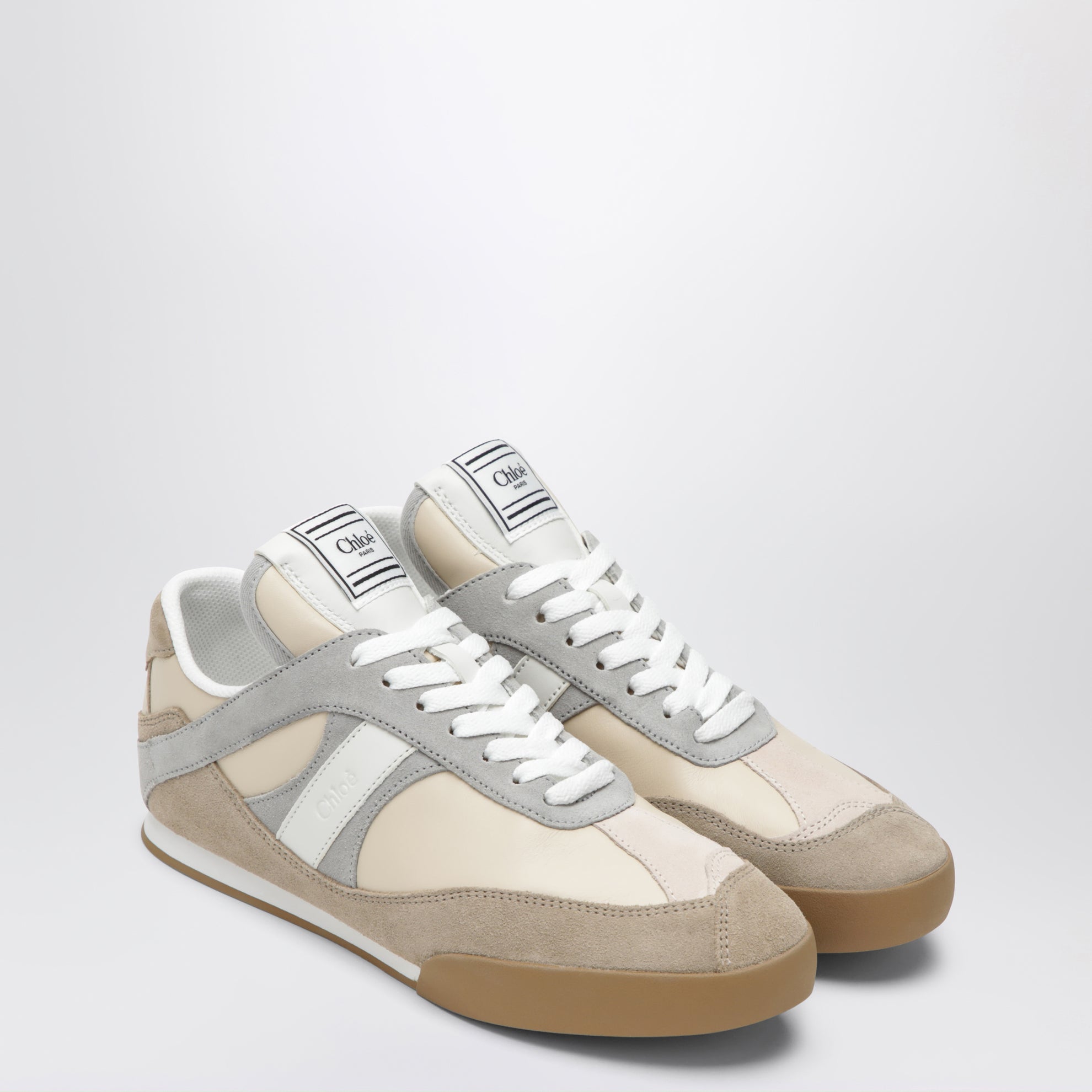 Sneaker Kick in pelle e camoscio grigio tortora