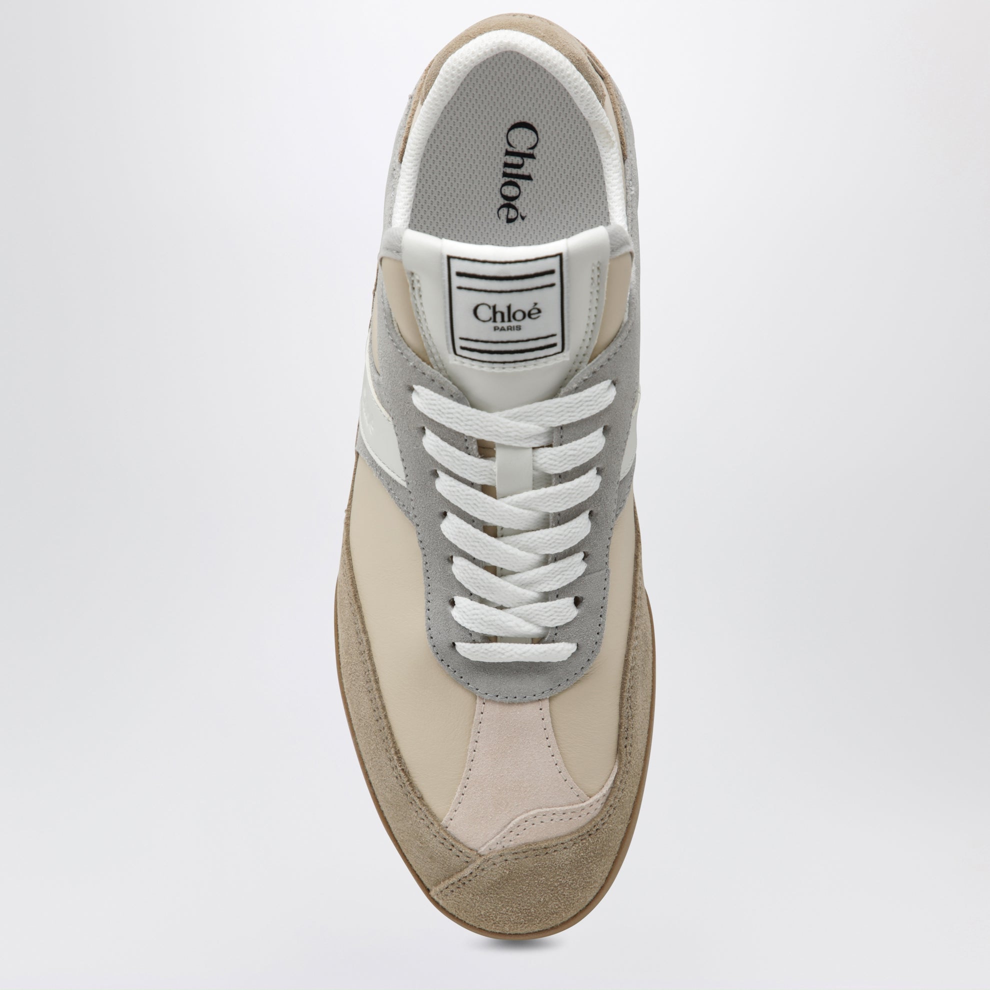 Sneaker Kick in pelle e camoscio grigio tortora