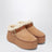 Light brown Nama suede wedge mules
