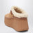 Light brown Nama suede wedge mules