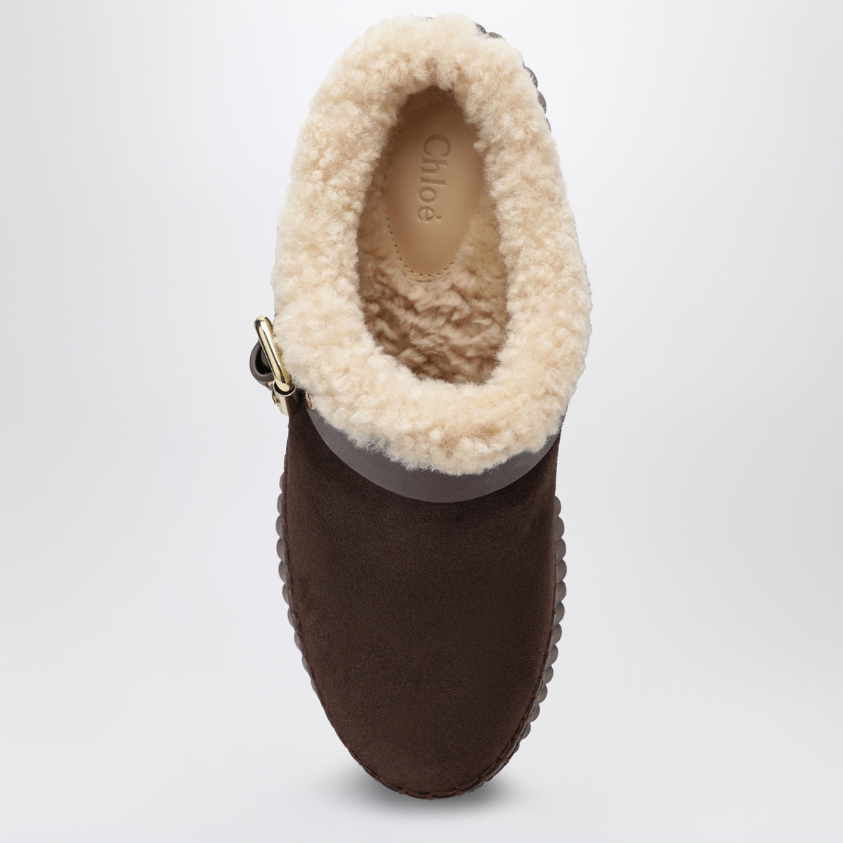 Brown Nama suede wedge mules