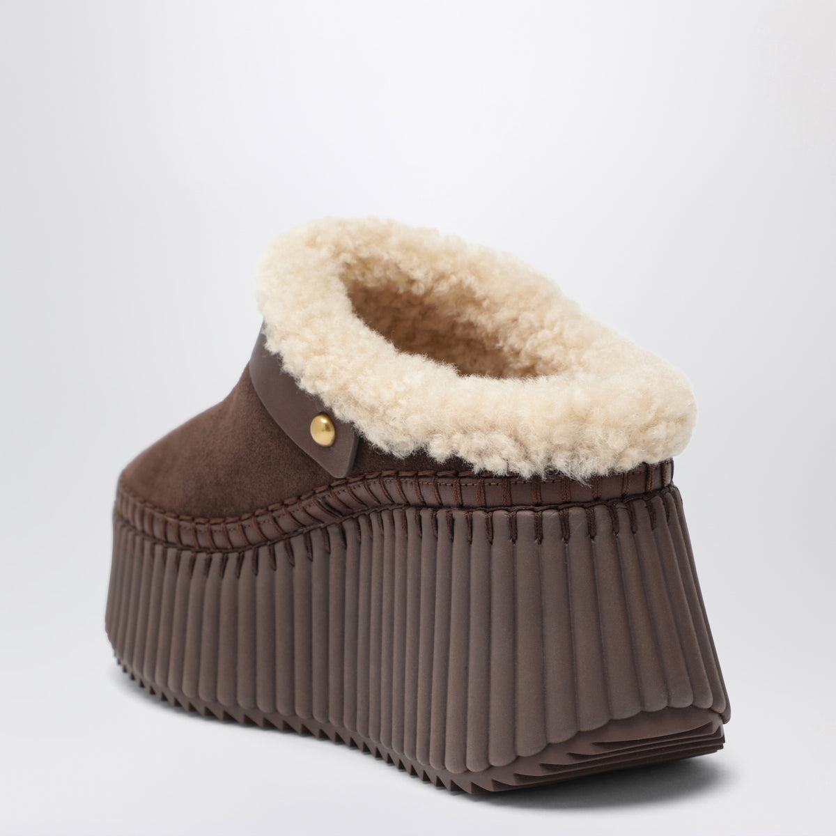 Brown Nama suede wedge mules