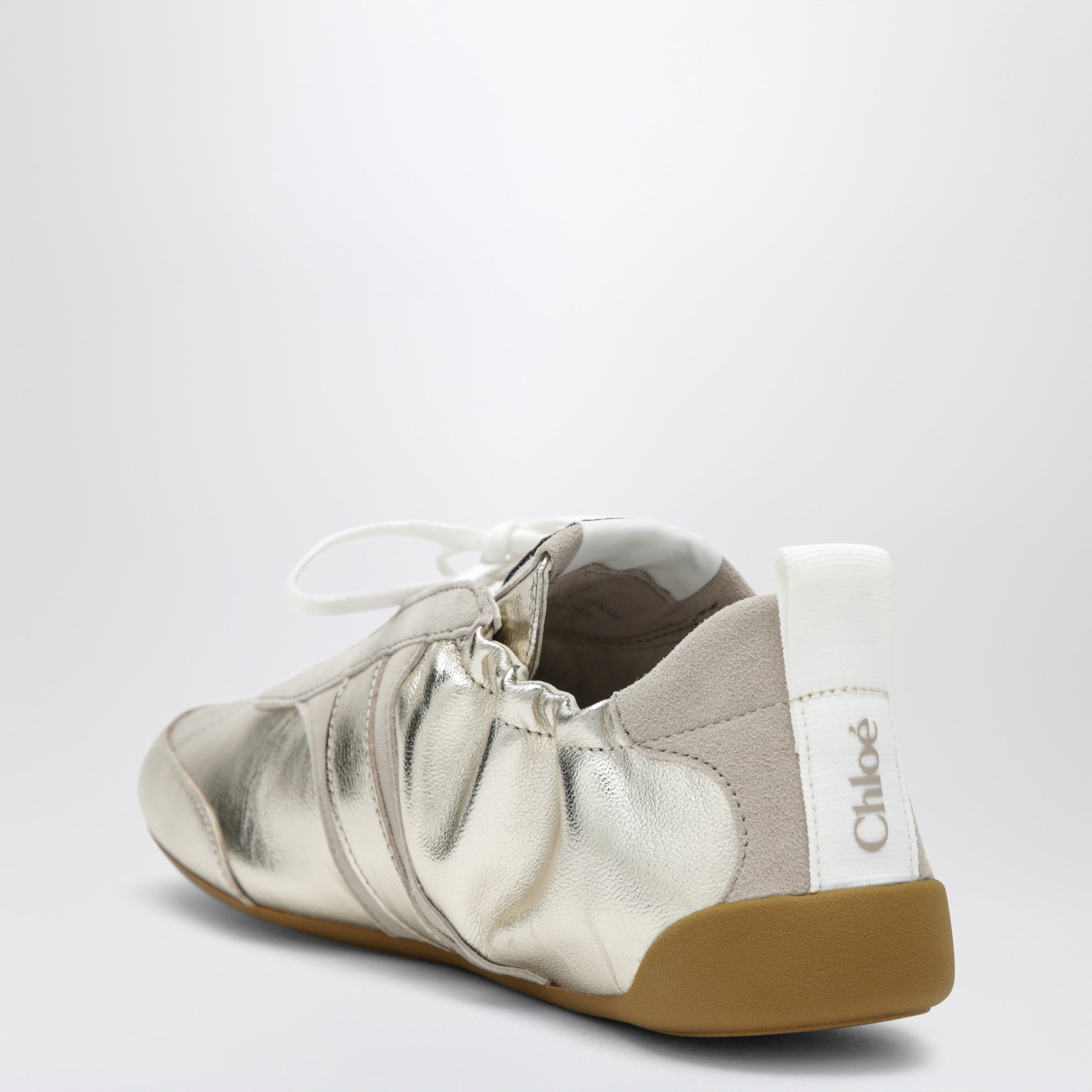 Baskets Chloé Kick à effet métallisé palladium