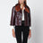 Veste courte violet foncé en cuir brillant