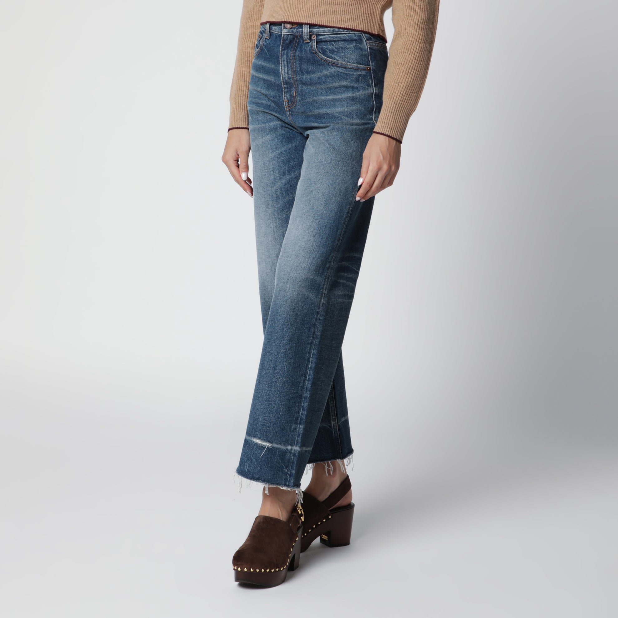 Jeans bootcut in denim di cotone Dark Cobalt