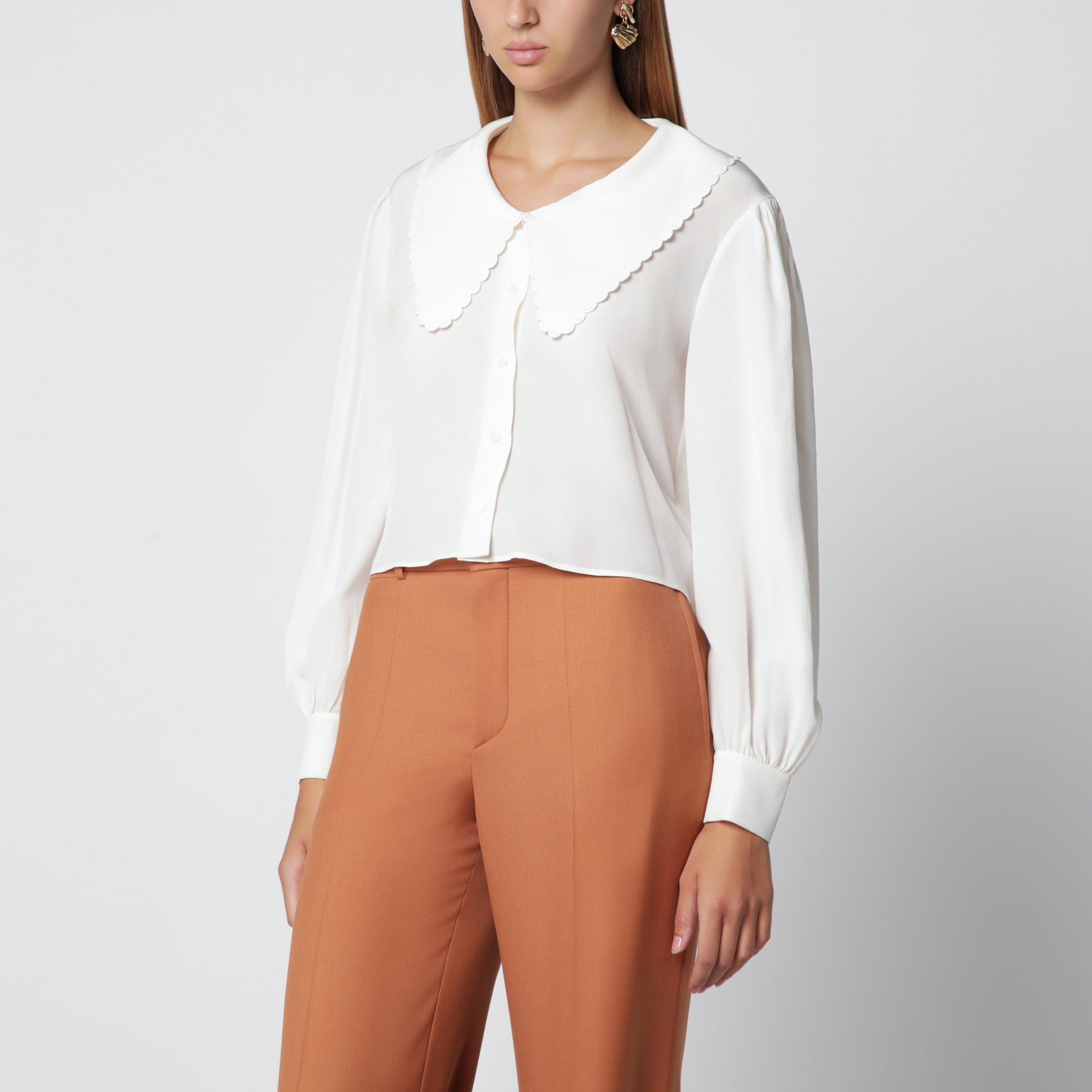 Milk white silk blouse