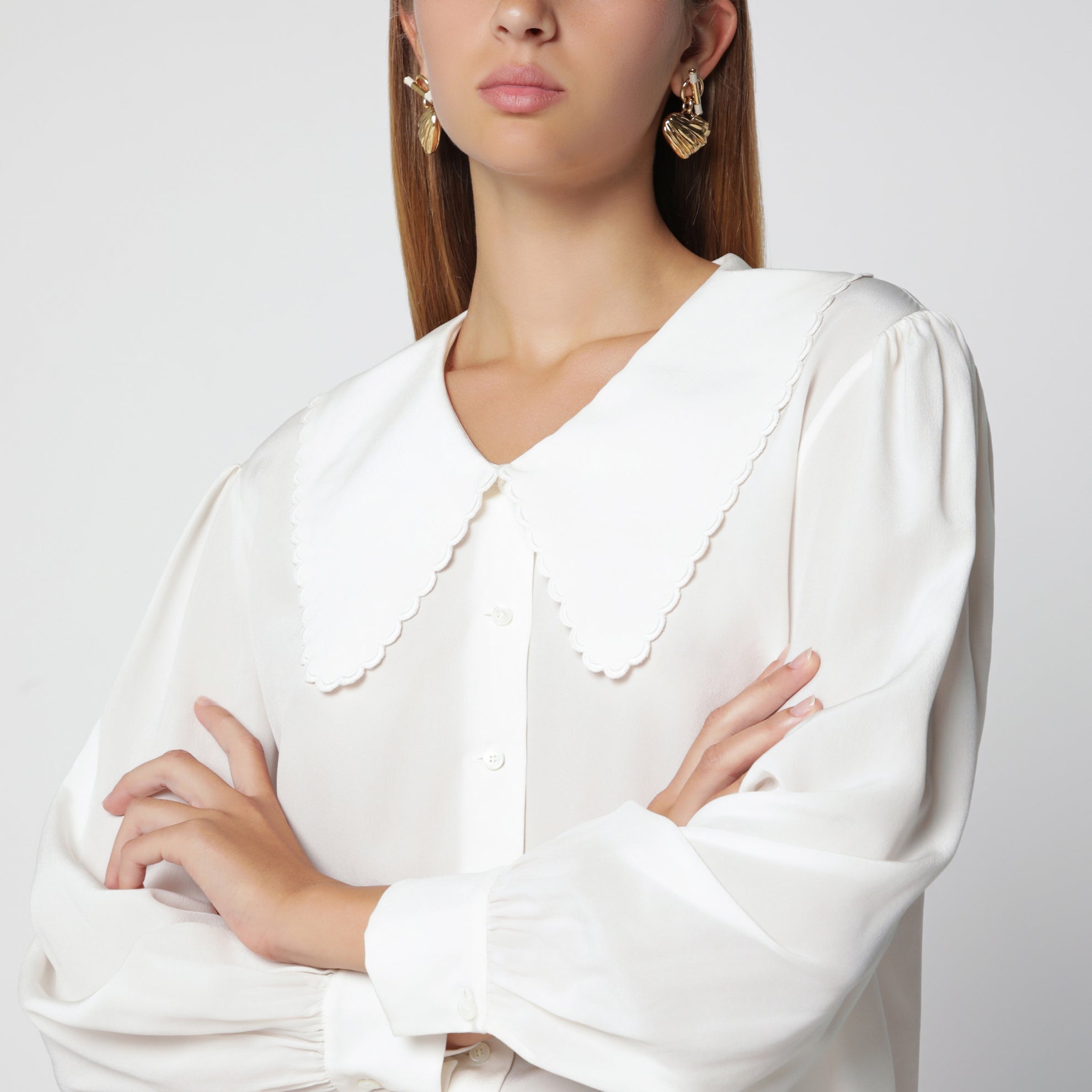 Milk white silk blouse