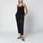 Silk crêpe de chine top with thin straps, black