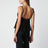 Silk crêpe de chine top with thin straps, black