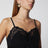 Silk crêpe de chine top with thin straps, black