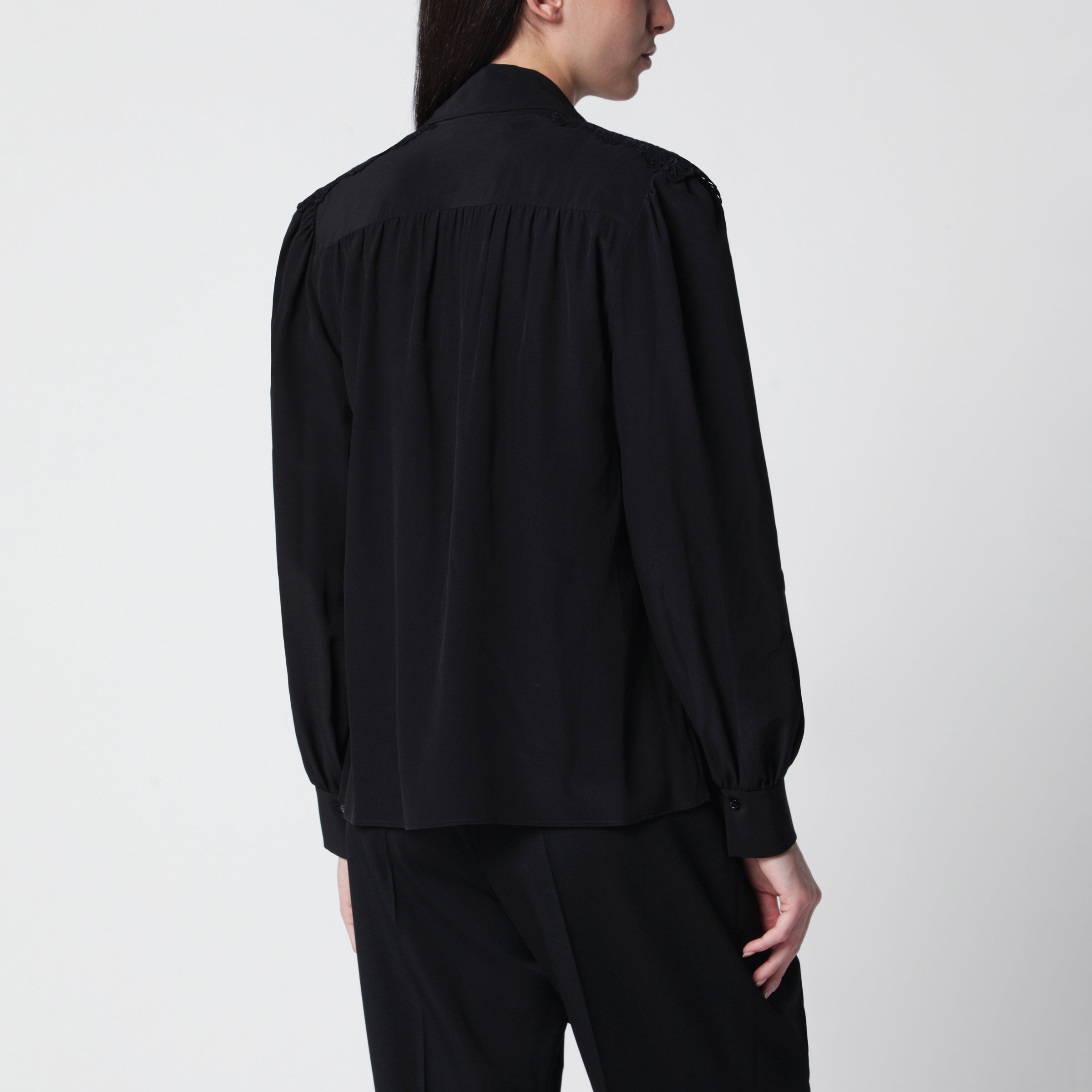 Chloé Black silk blouse with lavallière | TheDoubleF