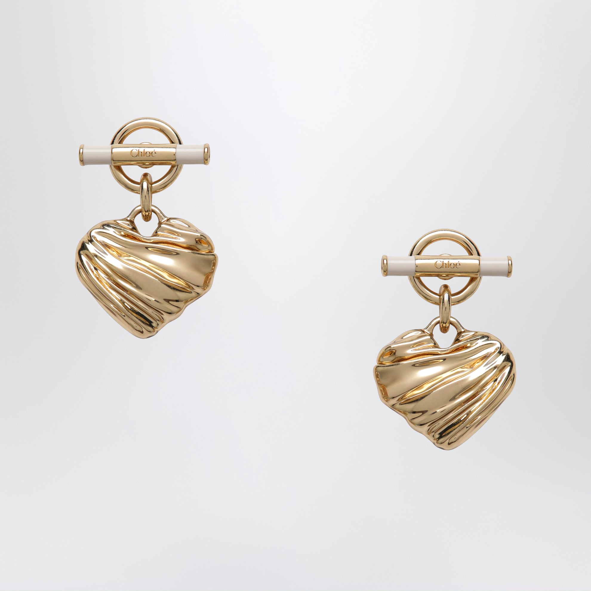 Boucles d’oreilles cœur or/ivoire